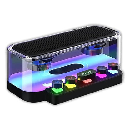 Soniq Hub Portable 10w Dual Bluetooth Speaker with 360° RGB Light Show | Keyboard Switch Design | FM Radio, SD/TF Card, USB | HiFi Wireless Speaker with TWS Connect, 7 Hours Playback