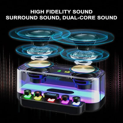 Soniq Hub Portable 10w Dual Bluetooth Speaker with 360° RGB Light Show | Keyboard Switch Design | FM Radio, SD/TF Card, USB | HiFi Wireless Speaker with TWS Connect, 7 Hours Playback