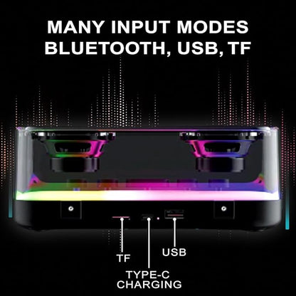 Soniq Hub Portable 10w Dual Bluetooth Speaker with 360° RGB Light Show | Keyboard Switch Design | FM Radio, SD/TF Card, USB | HiFi Wireless Speaker with TWS Connect, 7 Hours Playback