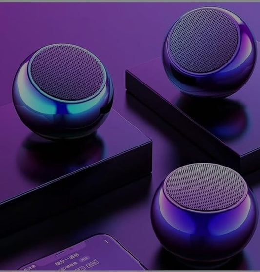 Soniq Hub Portable Bluetooth Speaker, Spherical Design with Double Magnetic Horn, 52mm 7W High Power, LED Lighting, Universal Compatibility