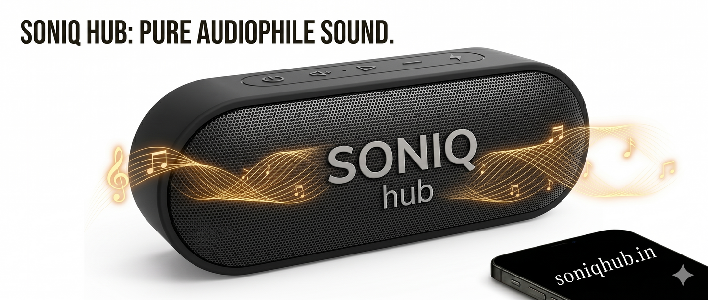 Soniq Hub Portable Bluetooth Speaker, Spherical Design with Double Magnetic Horn, 52mm 7W High Power, LED Lighting, Universal Compatibility (Copy)
